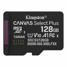 Image of 128GB Kingston Canvas Select Plus Micro SD SDXC Memory Card U1 V10 A1 150MB/s R