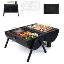 Image of Portable Charcoal Grill,Mini Charcoal Grill,with Roasting Plate & Grill Grate 