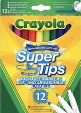 Image of Crayola Super Tips Washable Markers 12-Pack Assorted Colours, Felt Tip Pens