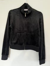 Image of Juicy Couture Sport Zip Through Velour Jacket Embroider Logo Black Size L BNWOT