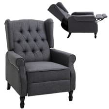 Image of HOMCOM Manual Reclining Armchair Recliner with Footrest, Dark Grey