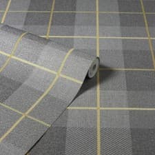 Image of Arthouse Heritage Tartan Check Textured Ochre/Grey 299000 Wallpaper