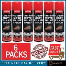 Image of 6 x RENTOKIL CLOTHES MOTH KILLER SPRAY 300ML REPELLS CARPET FABRIC WARDROBE NEW