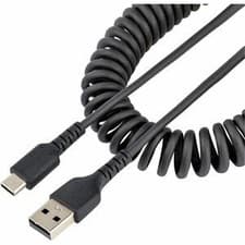 Image of Startech 3Ft 1M Usb A To C Charging Cable Coiled Heavy Duty Usb 2.0 A To Type-C