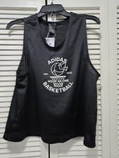 Image of adidas Hoop As One Womens Size Medium Black Basketball Jersey Mesh Top