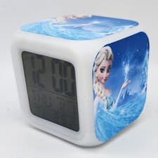 Image of Elsa & Anna 7 Color Chang Night Light Digital Alarm Clock #01