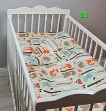 Image of 2 pc cot /cot bed bedding set nursery baby 100% cotton patterned covers  ANIMALS
