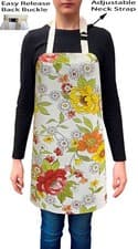 Image of Handmade Flowers Leaves PVC Coated Wipe Clean Waterproof Aprons - Code: F705-1