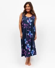 Image of Cyberjammies Nora Rose Caroline Womens Lace Detail Floral Print Long Nightdress