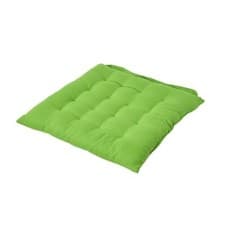 Image of Lime Green Plain Seat Pad with Button Straps Cotton Easy Care Washable At Home