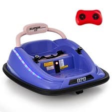 Image of COSTWAY Kids Ride-On Bumper Car 12V Electric Bumper Car w/Lights-Purple