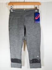 Image of ASICS Women’s 3/4 Running Tights Grey Melange Gym Leggings BNWT Size S Small
