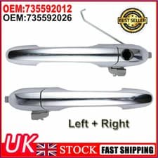 Image of Fiat 500 Offside Left + Right Drivers Side Chrome Outer Door Handle 735592012