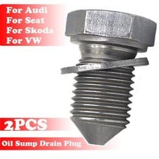 Image of 2Pcs Engine Oil Sump Pan Plug Drain Seal For Audi Seat Skoda VW Replacement Part