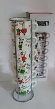 Image of 6 Bialetti Moka Character Porcelain Stackable Espresso Cups 60ml Coffee Cup