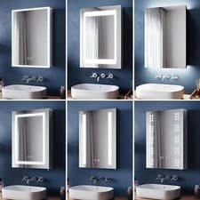 Image of Illuminated LED Bathroom Mirror Cabinet 500×700mm with Demister / Shaver Socket