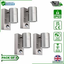 Image of PIR Sensor Outdoor Down Wall Light GU10 IP44 Stainless Steel Security Lamp