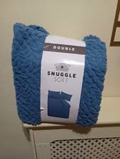 Image of Snuggle Soft Cable Knit Fleece Bedding Set Duvet cover &  pillowcase Blue Double