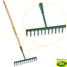 Image of GroundMaster 12 Teeth Steel Rake - 54" Durable Ash Handle Versatile Garden Tool
