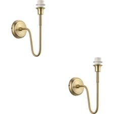 Image of 2 PACK Indoor Antique Brass Plate Wall Light - Dimmable 10W LED E27