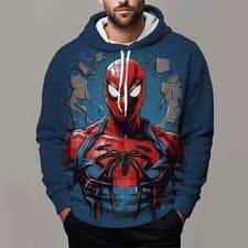 Image of Mens Boys Marvel Avengers Super Hero Spiderman Hoodie Sweatshirt Large XL