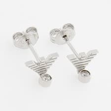Image of Emporio Armani Sterling Silver Stud Earrings EG3581040 Eagle Logo CZ