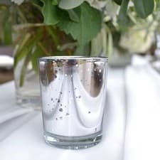 Image of Silver Mercury Glass Tea Light Candle Holders-Set of 2Holders – Candles Included