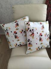 Image of 2 X Disney Mickey & Minnie Cushion Covers Natural Autumn 50 X 50cm