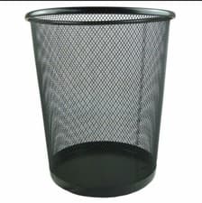 Image of Office Metal Waste Paper Bin - Black