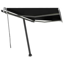Image of Manual Retractable Awning Canopy Outdoor Awning Folding Arm with LED vidaXL