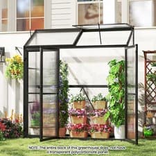 Image of Aluminum Mini Walk-in Greenhouse with Skylight 3 Lockable Doors Sun-proof