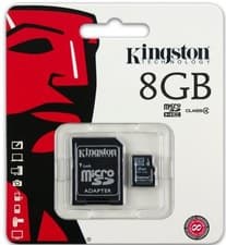 Image of Kingston Micro SD 8gb Class 4 SDHC Phone Memory Card & Adapter Storage Backup