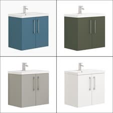 Image of Wall Hung Bathroom Vanity Unit Sink Basin 2 Door Multicolour 500/600/800mm