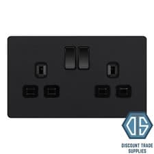 Image of BG Evolve Matt Black Screwless Switches & Sockets Black Inserts Full Range