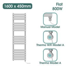 Image of Chrome Prefilled Bathroom Electric Warmer Thermostatic Towel Rail Radiator