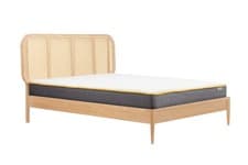 Image of Elina Wooden Bed Frame Oak Rattan– 4ft6 Double,  5ft King Size