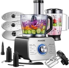 Image of FOHERE Food Processor Multifunctional, 3-Speed Food Processor and Blender Combo