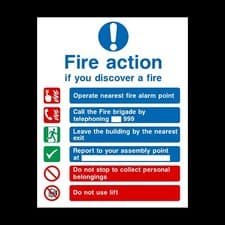 Image of Fire Action Do Not Use Lift in Event of Fire Rigid Plastic Sign OR Sticker (FA2)