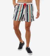 Image of TOMMY HILFIGER Swim Shorts Drawstring Size M Multi Stripe Pitch Men's NWT
