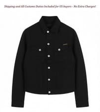 Image of NUDIE JEANS Kenny Men's Jacket XS Dry Black Organic Buttoned Denim Polo A010