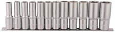 Image of Draper 12PC 1/2 DEEP SOCKET SET RAIL 16403 1/2" Square Drive Deep Socket Set on