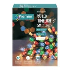 Image of Christmas 50 Battery Timer LED Lights Clear Cable Indoor / Outdoor Choose Colour