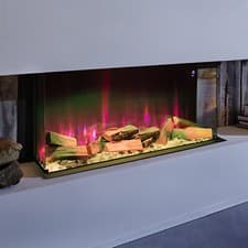 Image of Panoramic Wall Inset Into Log Fire Electric 50" Inset/Wall Mounted LED Fireplace