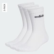 Image of Adidas Linear White Crew Cushioned Socks 3 Pairs Size Large UK 8.5-10 HT3455