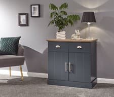 Image of Kendal Compact Sideboard Cabinet Unit 2 Drawers Storage Cupboards Slate Blue
