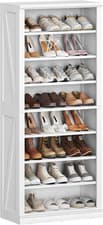 Image of Shoe Storage Cabinet 10 Tier Adjustable Shelves Space Saving Shoe Rack White