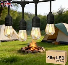 Image of HEAVY DUTY FESTOON E27 S14 WATERPROOF LED OUTDOOR GARDEN STRING LIGHTS 48FT 15M.