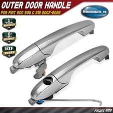 Image of 2x Outer Door Handle Front Left and Right for Fiat 500 500 C 312 07-22 Chrome