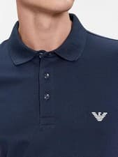 Image of Emporio Armani Mercerised Men's White Polo T-shirt with Micro Eagle
