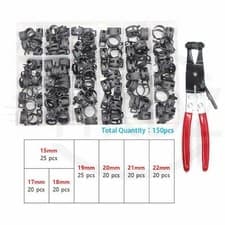 Image of Spring Band Hose Clip Black Radiator Fuel Pipe Clamp ID 4mm - 42mm Heavy Duty